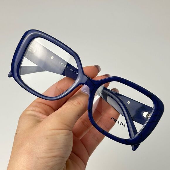 Prada Blue Rectangular Glasses with Bold Frame - Picture 8 of 13